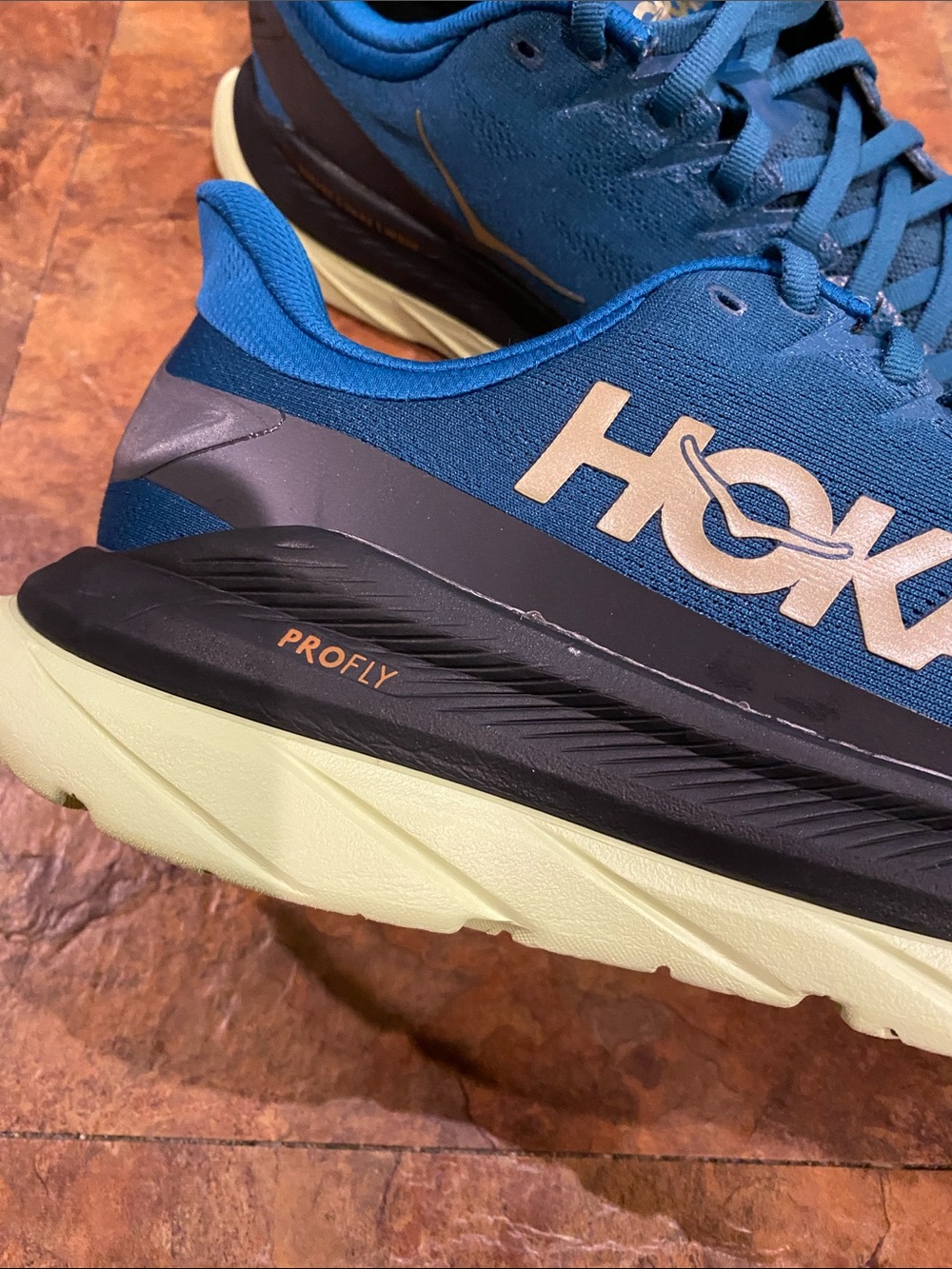 Hoka Profly Teal Blue Running Shoes with Light Yellow Soles - Picture 4 of 16